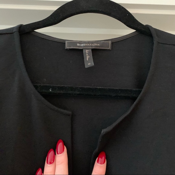 💞3 for $50💞BCBGMAXAZRIA black dress with faux leather sleeve  size medium - Picture 4 of 12